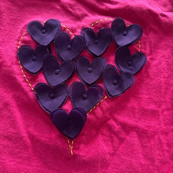 Hanna Andersson Pink & Purple Heart Long Sleeve Tee - Size 5 - Picture 3 of 3